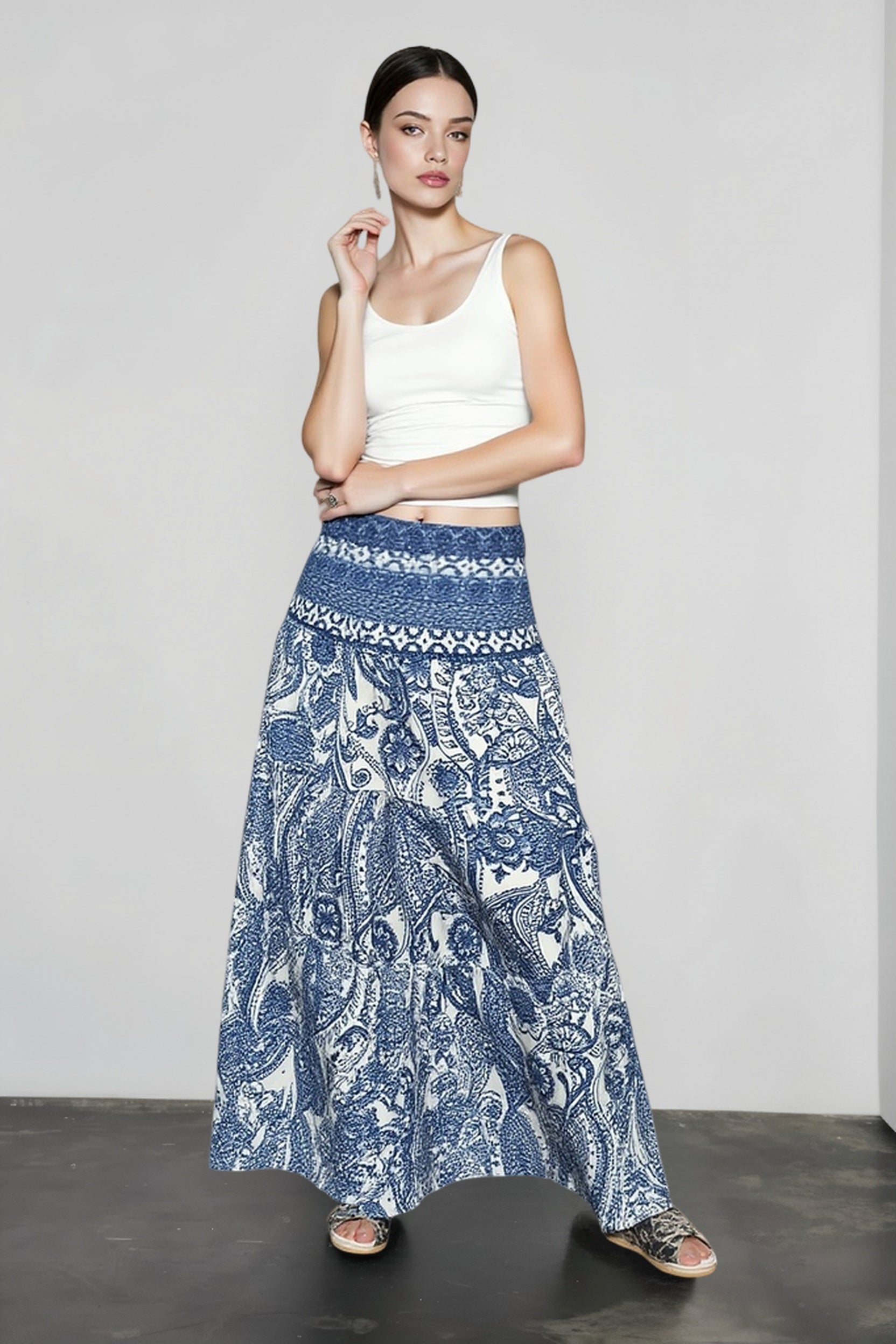 Relaxed Floral Boho Vacation Skirt Main image