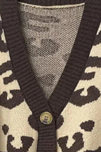 Leopard Knit Button Front Cardigan