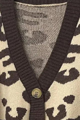 Leopard Knit Button Front Cardigan