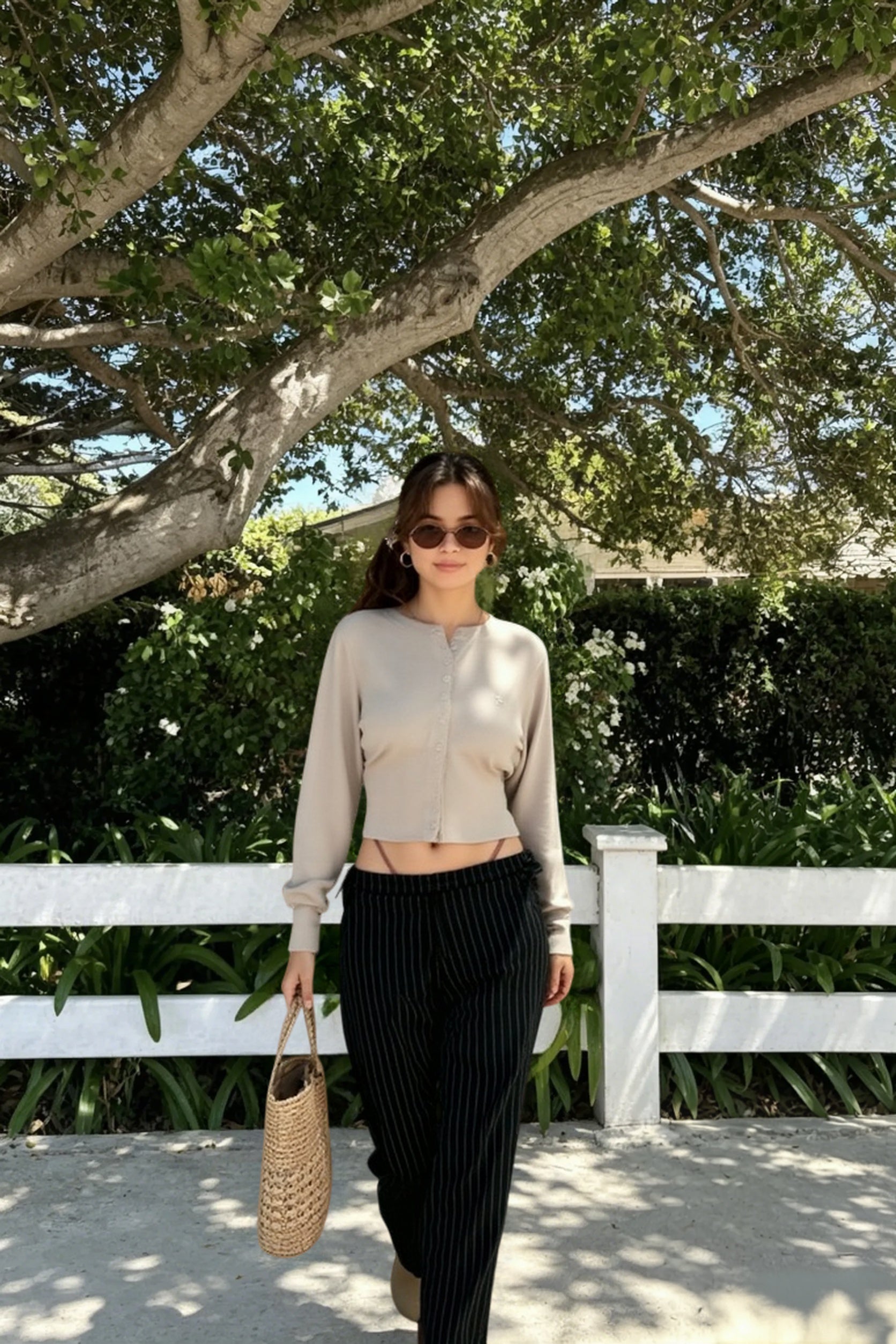 Embroidered Button Crop Cardigan Main image
