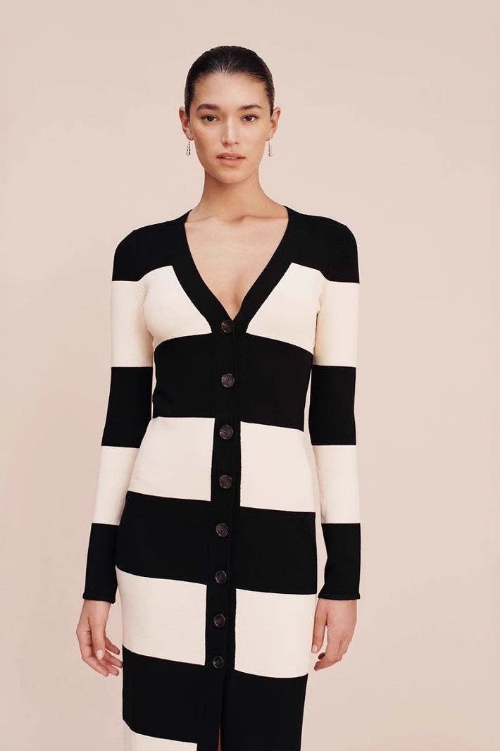 Fitted Strapless Striped Work Dress Main image