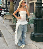 Chic Ruffles Spaghetti Straps Irregular Cami Top