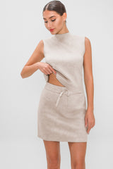 Sporty Mock Neck Cami Skirt Shorts Activewear Set