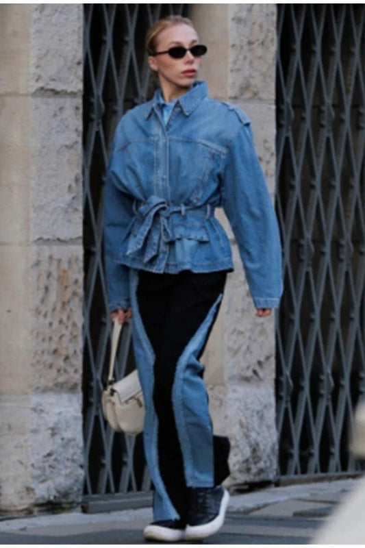 Belted Patchwork Denim Jacket Main image