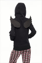 Angel Wing Contrast Zip Up Hoodie