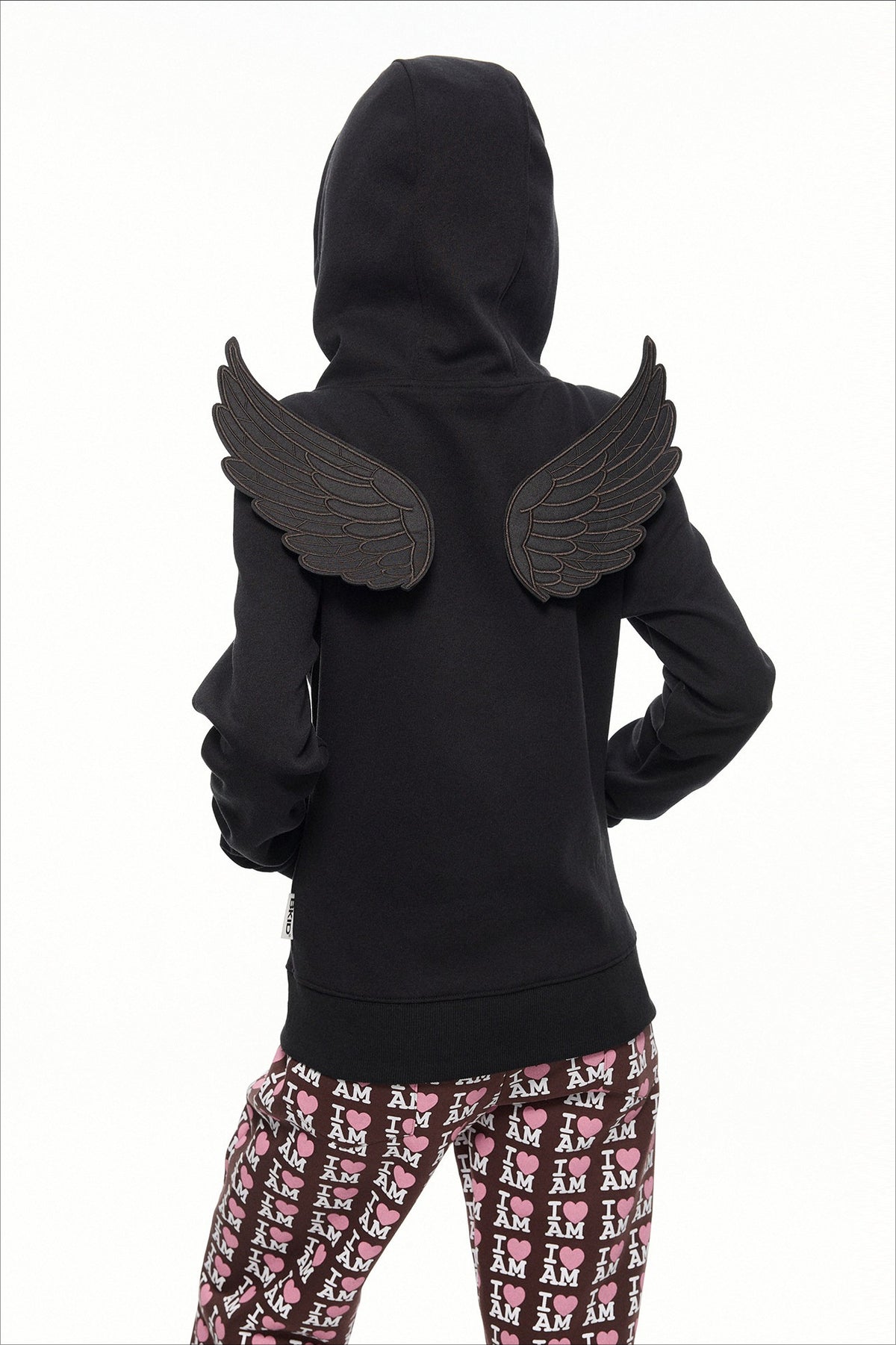 Angel Wing Contrast Zip Up Hoodie