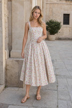 Bohemian Fragmented Flower Midi Dress