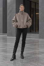 Vintage Stand Collar Buttoned Short Wool Coat