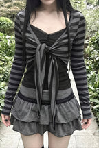Striped Lace Layered Crop Top