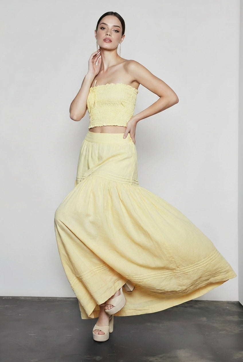 Strapless Smocked Ruched A Line Vacation Set Secondary image