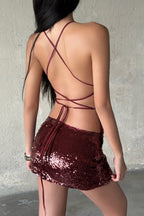 Sequin Crisscross Back Bodycon Mini Dress