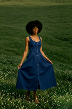 Washed Button Front Cami Denim Dress