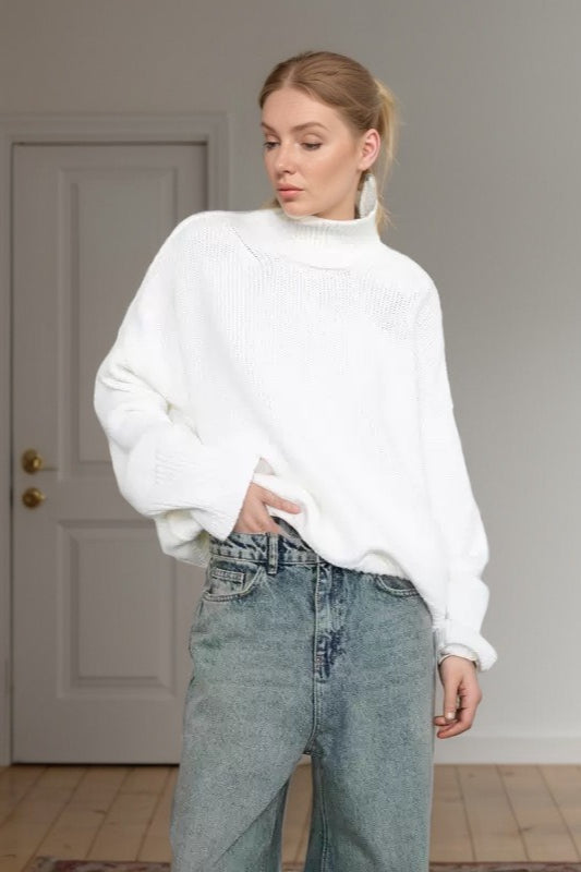 Solid High Neck Knit Sweater Main image