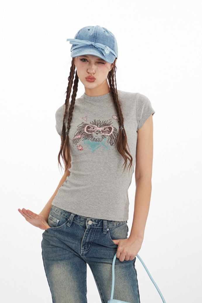 Edgy Crystal Embellished Tee T-Shirt Main image