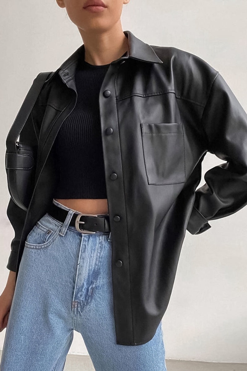 Moto Style Faux Leather Jacket Main image