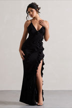 Strappy Ruffle Low-Back Party Dress