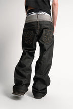 Double Waist Raw Denim Baggy Jeans