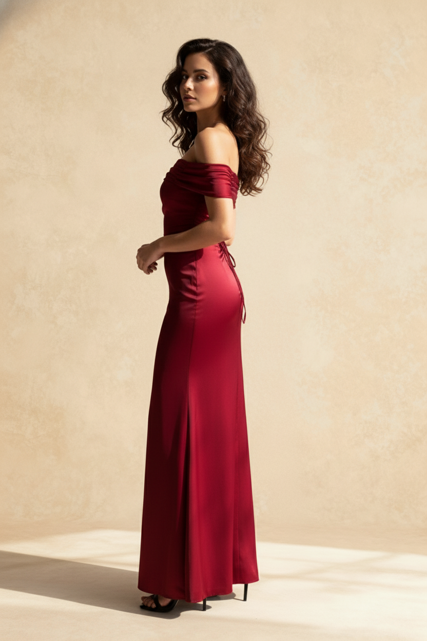Satin Off-Shoulder A-Line Birthday Dress Secondary image