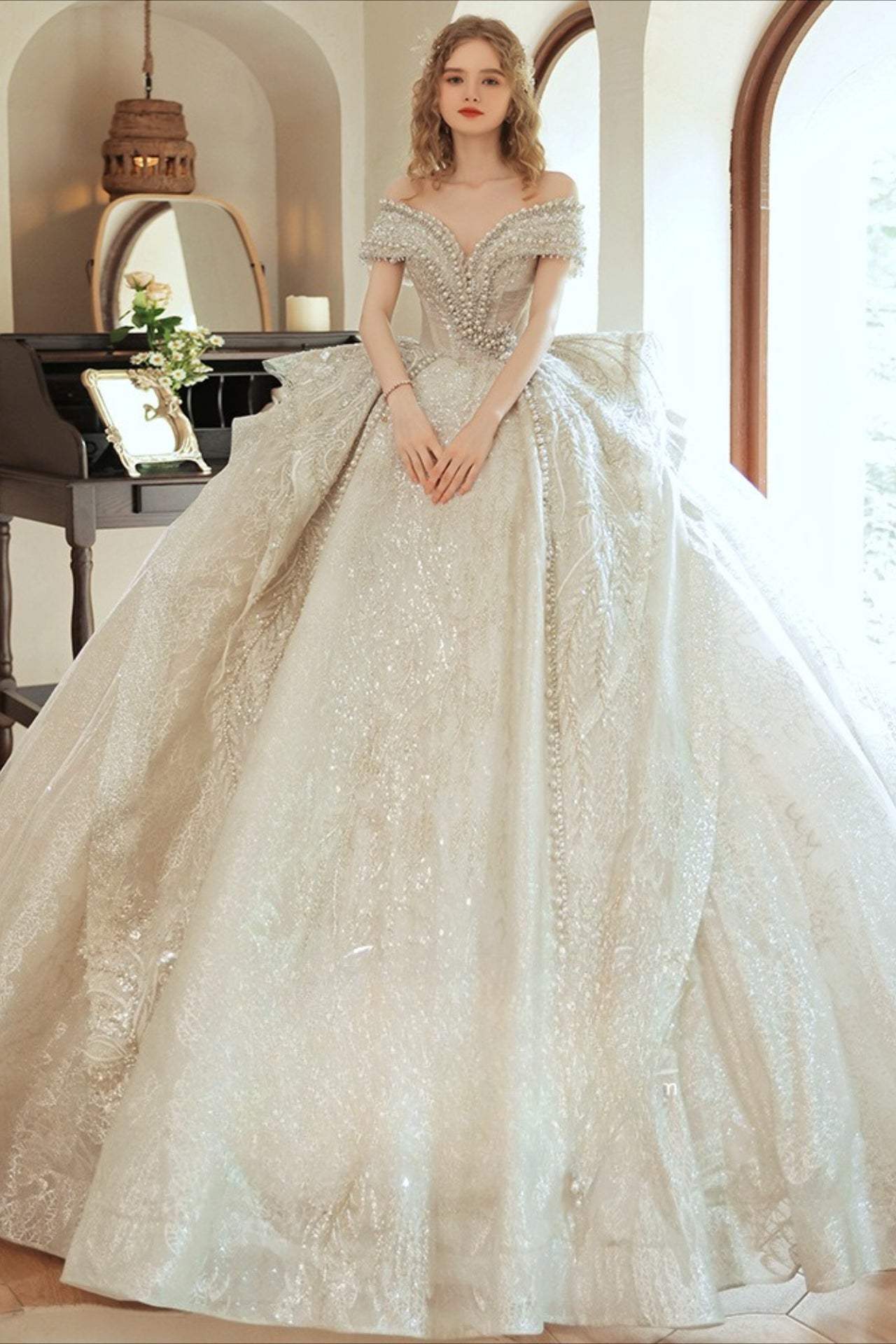 Royal Beaded Ball Gown Wedding Dress Main image
