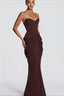 Strapless Sweetheart Corset Ruched Maxi Dress