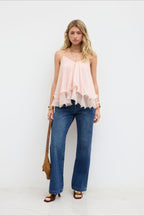 Ruffled Chiffon Halter Cami Top