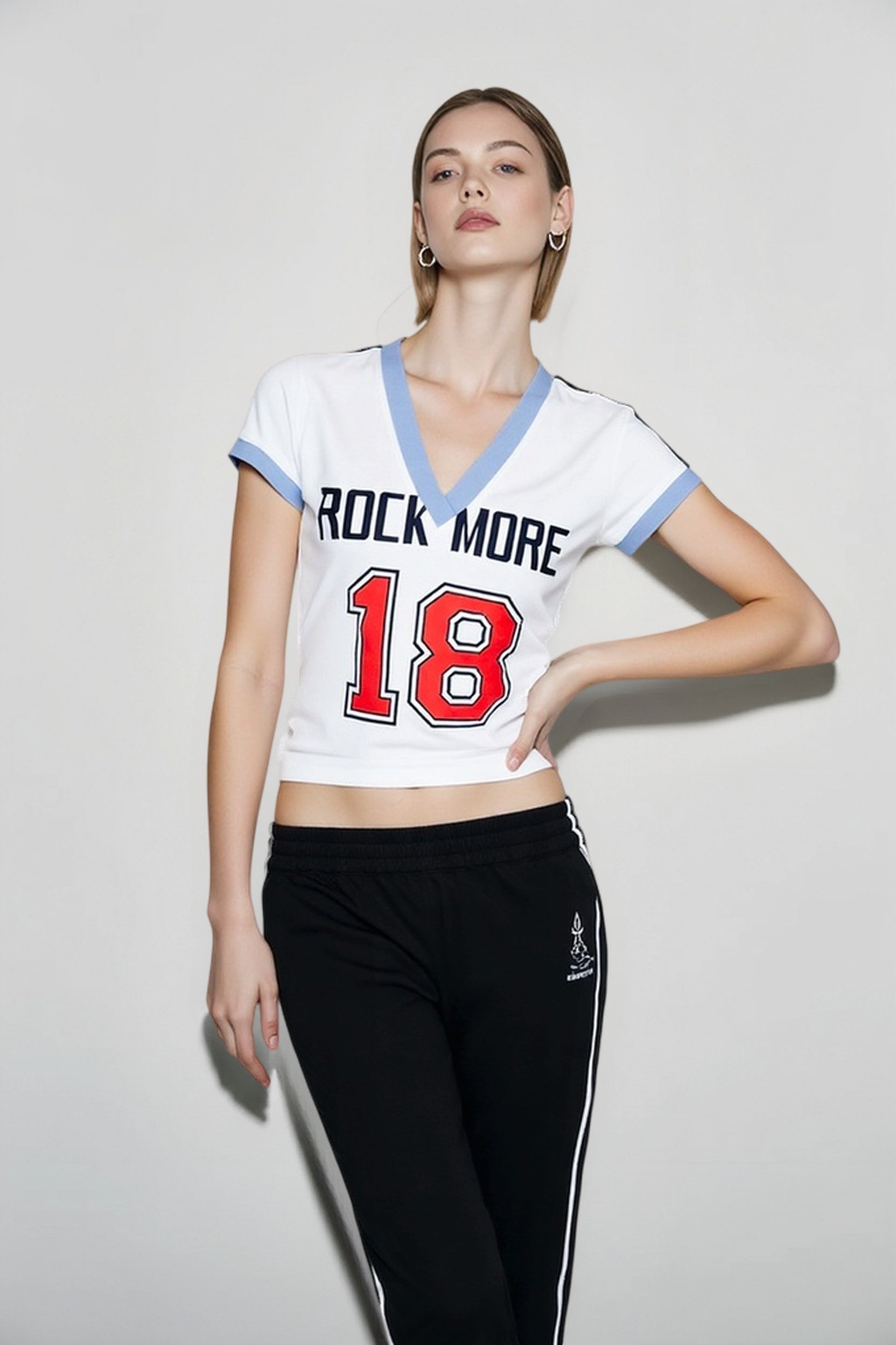 Colorblock V Neck Fitted T-shirts Main image