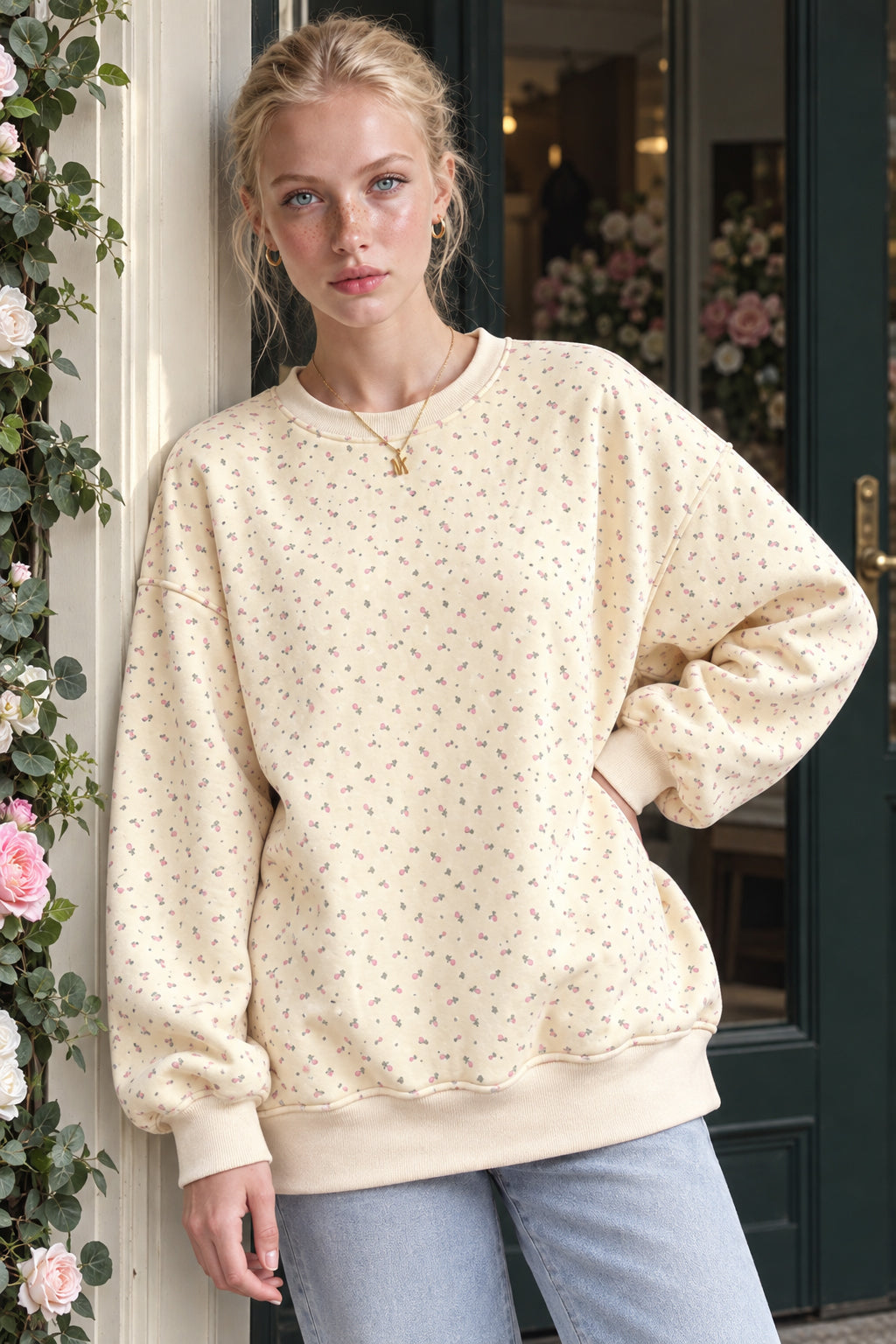 Ditsy Floral Crew Neck Sweatshirt