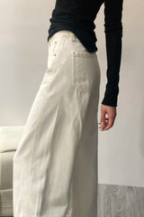 Curved Hem Straight Leg Wide Leg Jeans