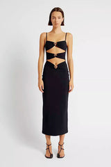 Bandage Knit Low-Cut Maxi Birthday Dress