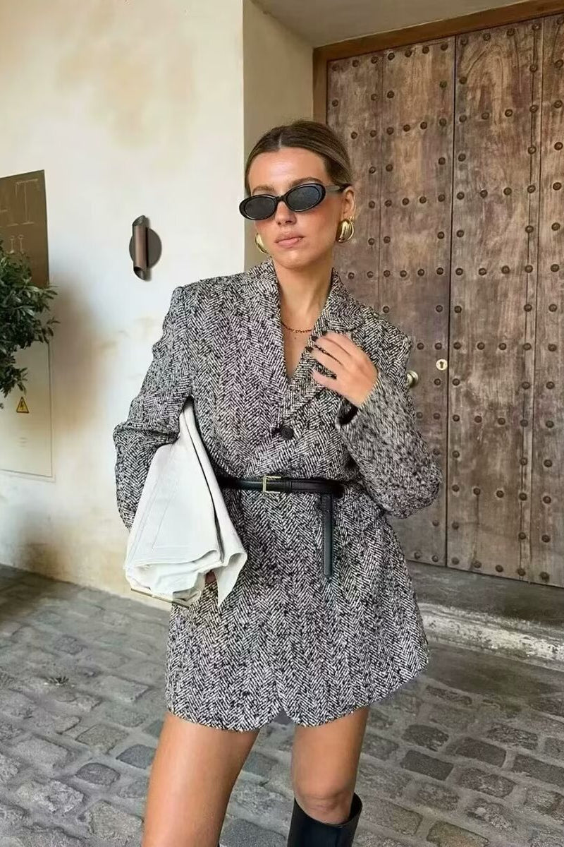 Versatile Gray Trench Waist Tie Blazer Secondary image