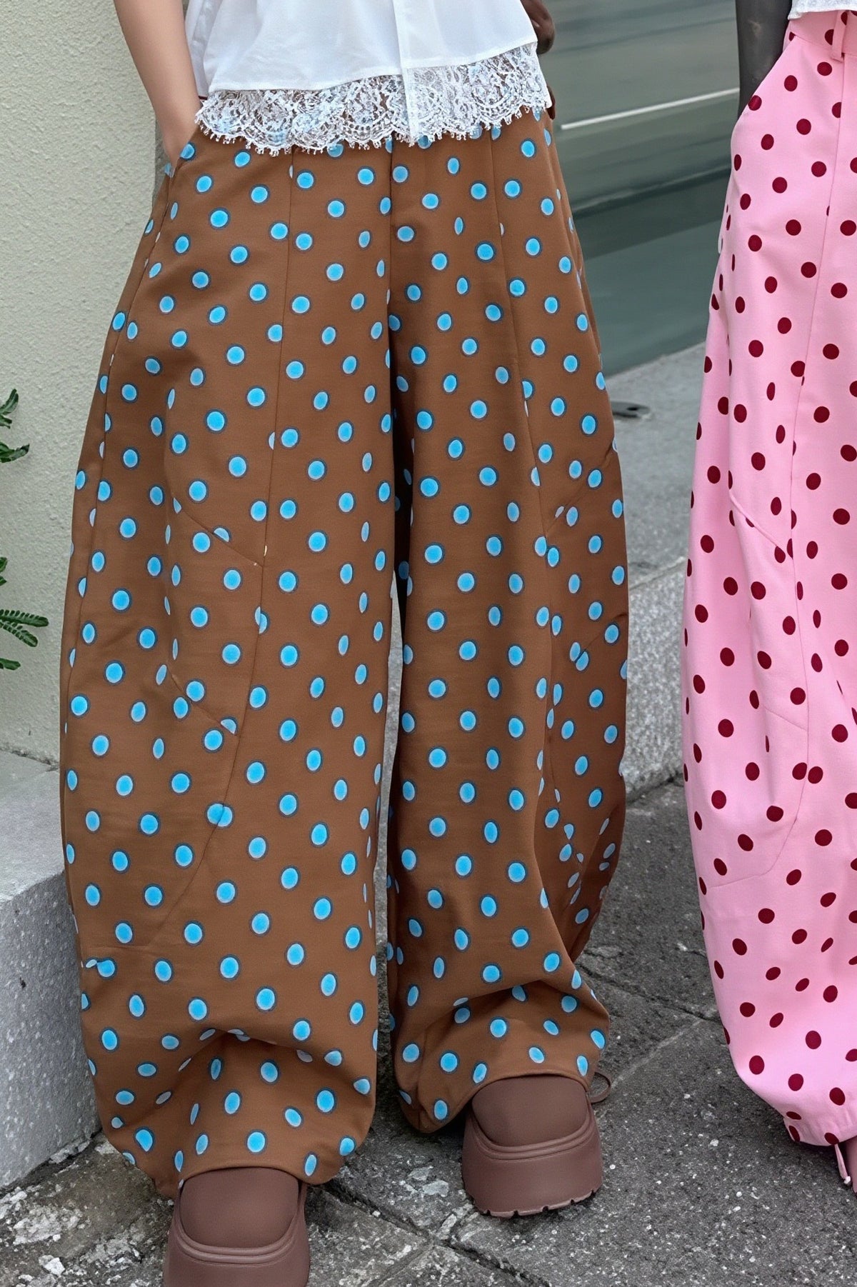 Scattered Dot Baggy Wide Leg Pants