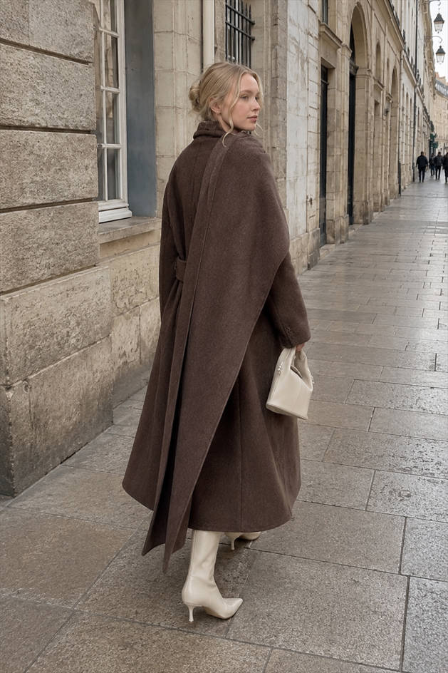 Long Line Scarf Neck Wool Style Overcoat Secondary image