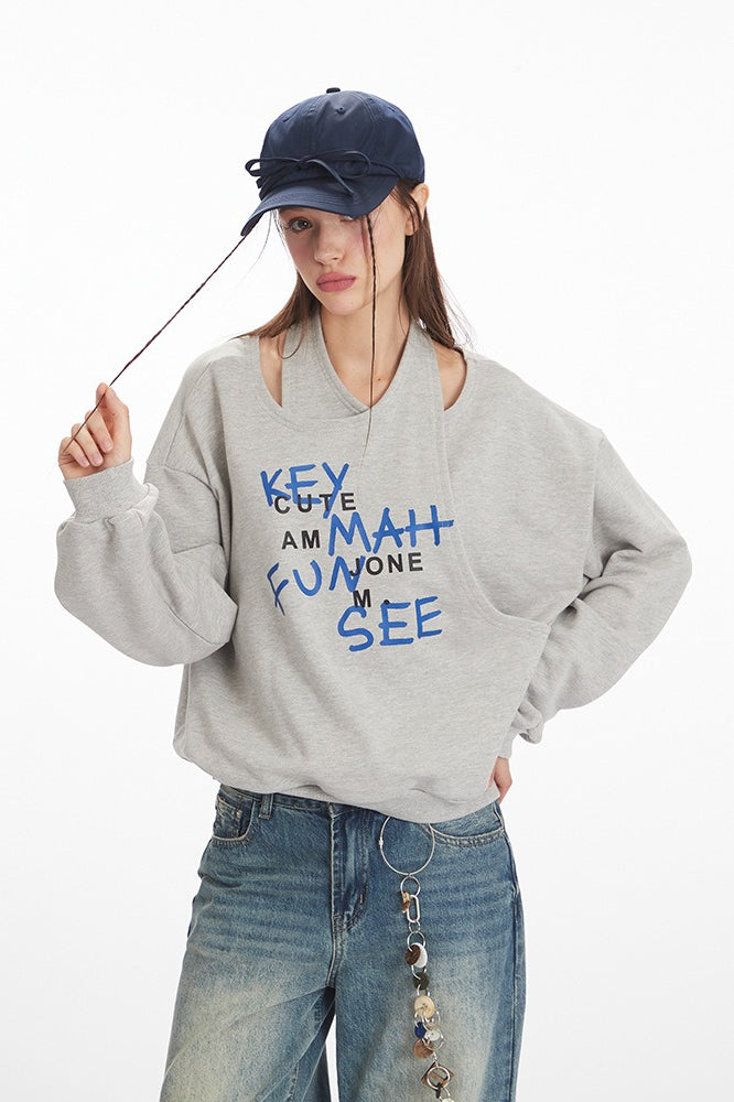 Asymmetric Off-Shoulder Loose Fit Sweatshirt