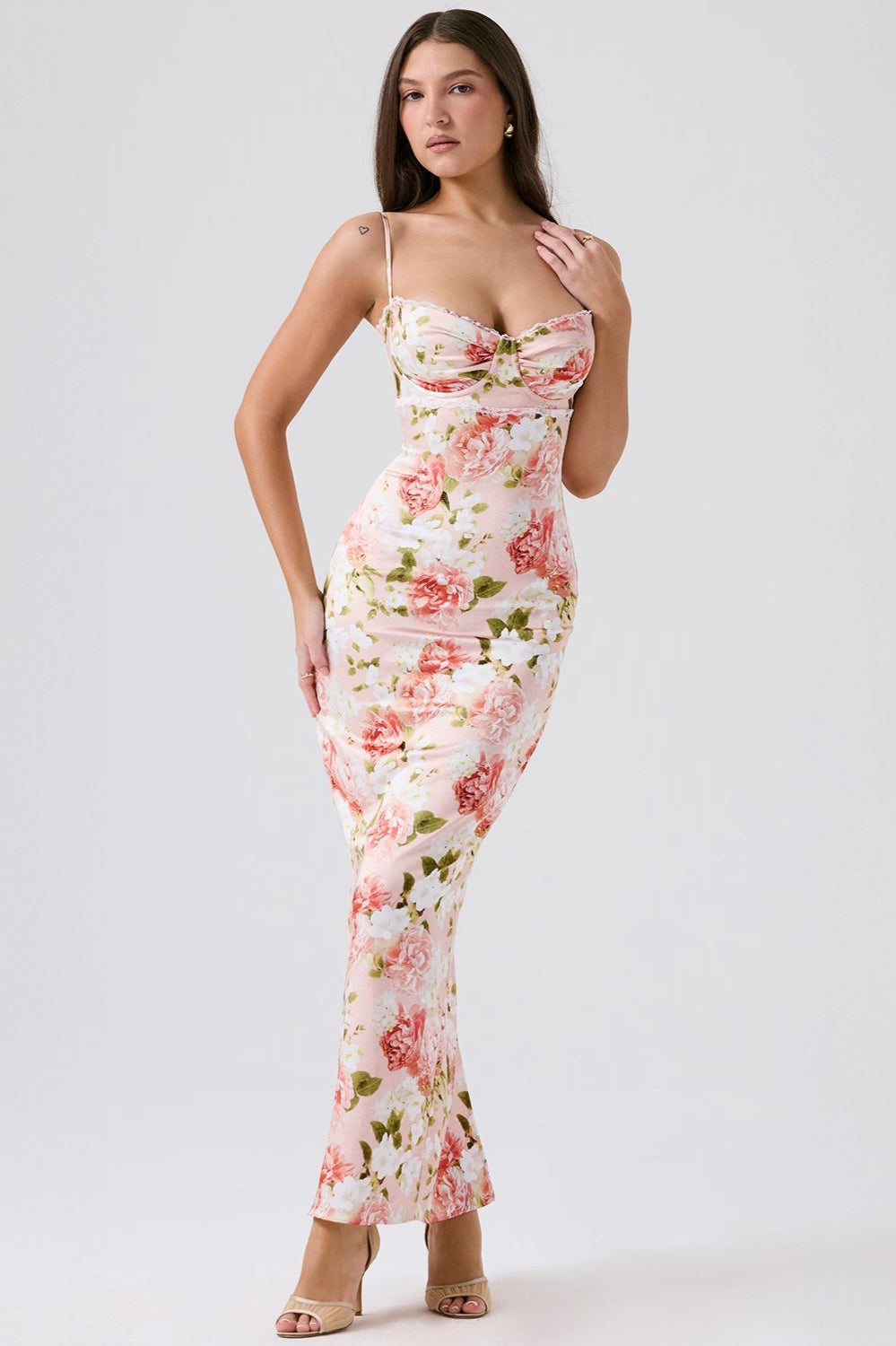 Casual Floral  Split Midi Silk Dress Main image