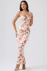 Casual Floral  Split Midi Silk Dress