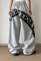 Oversized Letter Print Wide Leg Pants