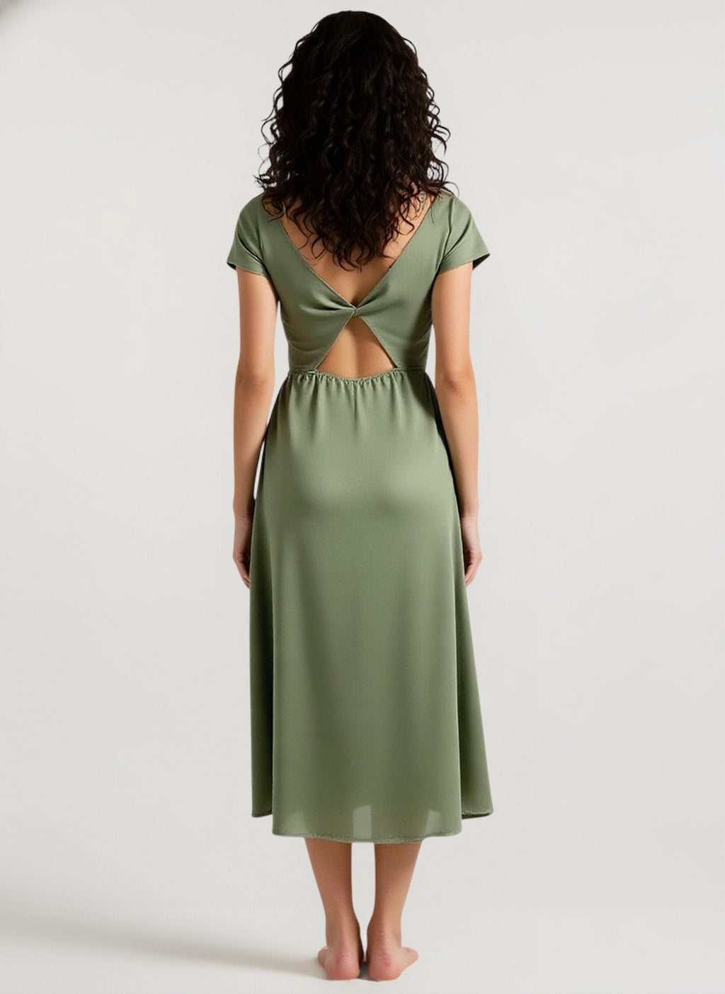 Silk-Like Satin Slit Maxi Silk Dress