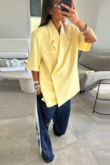 Yellow Lapel Short Sleeve Blazer