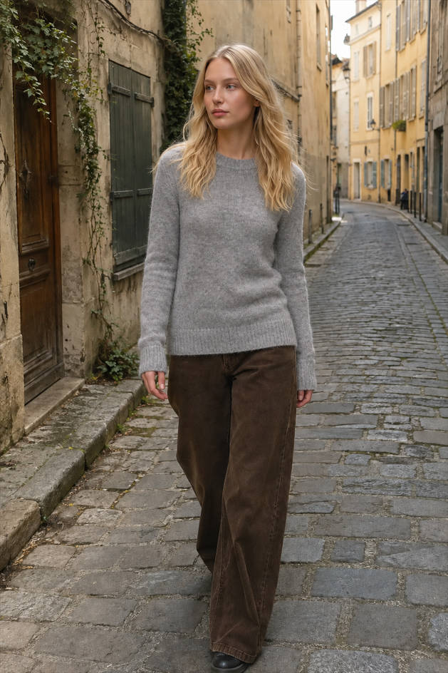 Sheer Blend Round Neck Knit Top