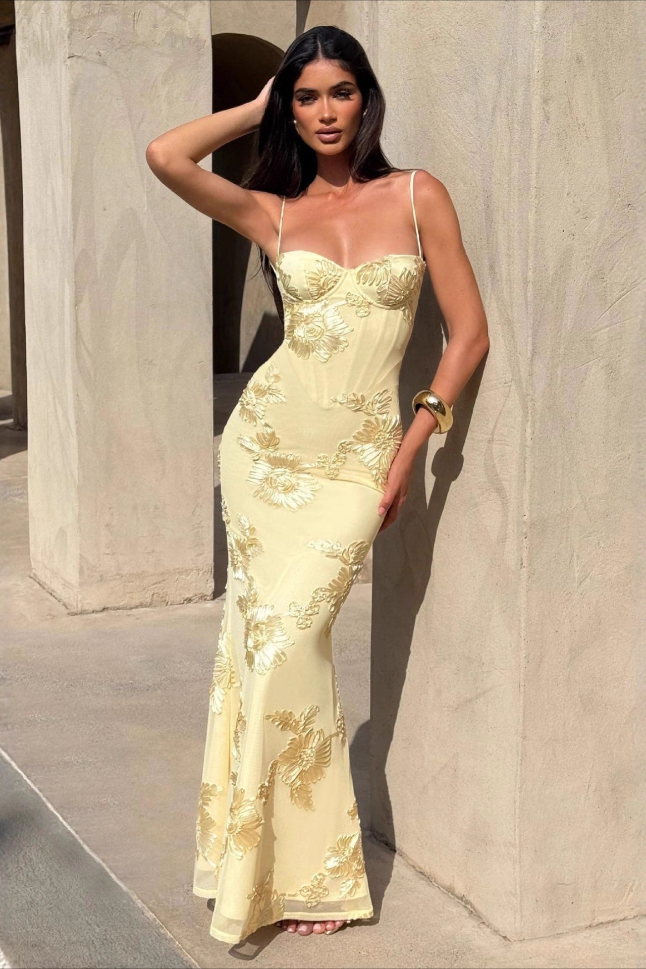 Floral Embellished Slip Gown Prom Dress Secondary image
