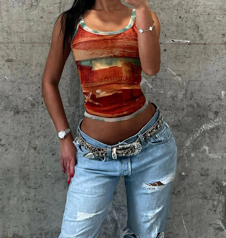 Gradient Print Hipster Casual Basic Cami Top Secondary image