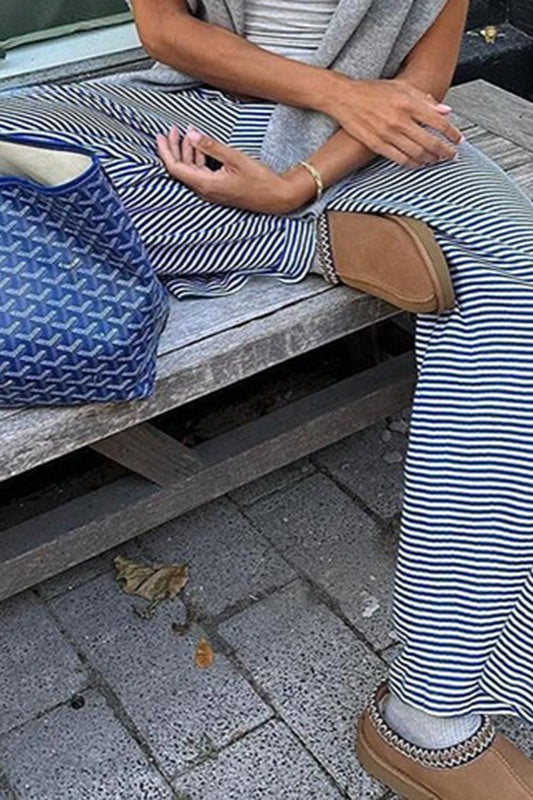 Striped Knitted High Waist Slim Casual Pants Secondary image