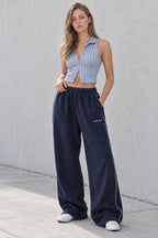 Elastic Waist Loose Fit Casual Pants