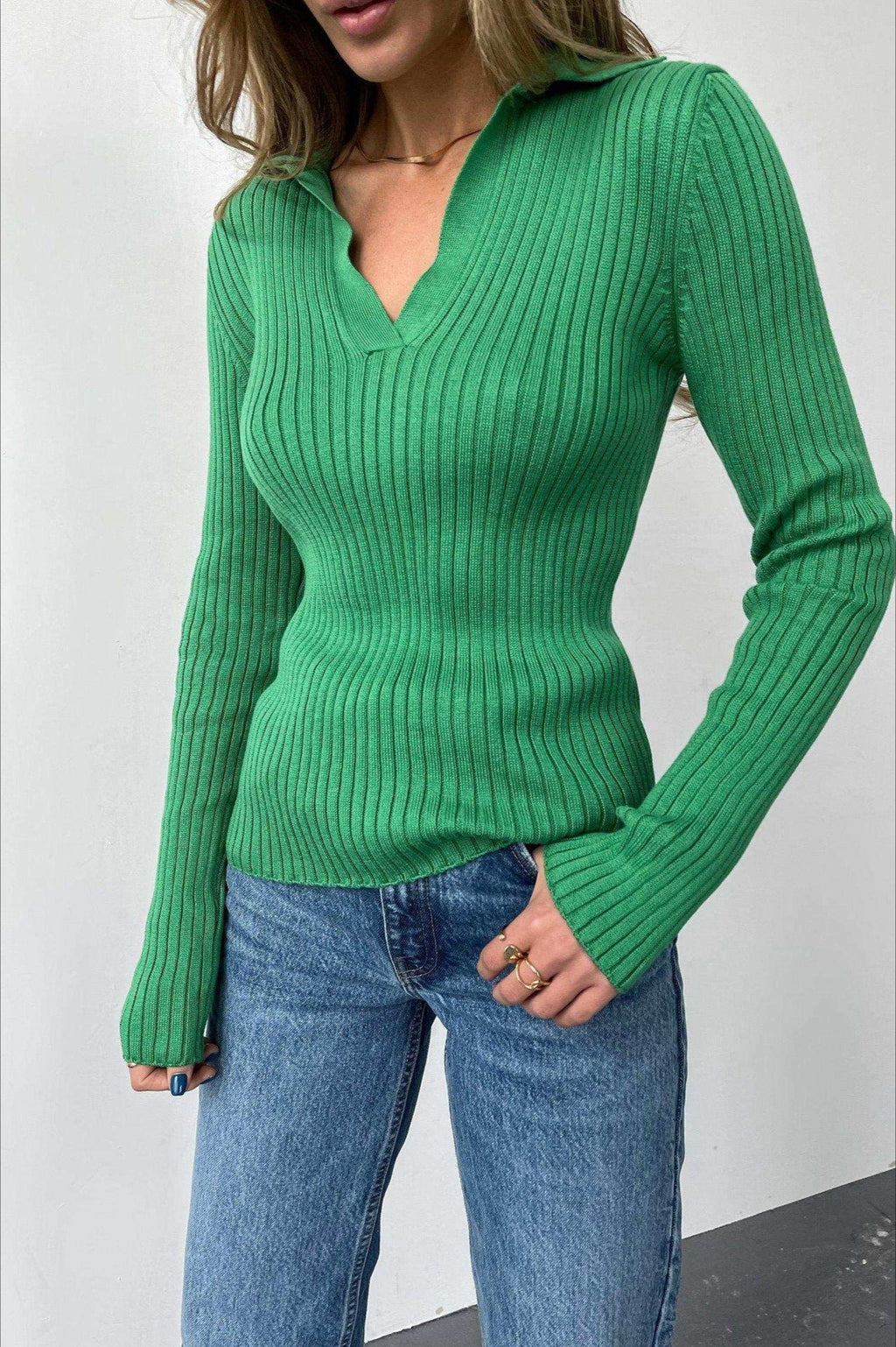 Slim Fit Polo Knit Sweater