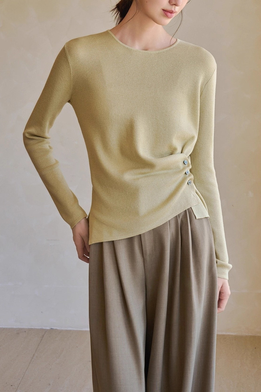 Fine Wool Asymmetric Knit Top Main image