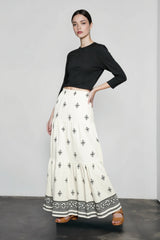 Boho Print High Waist A Line Vacation Skirt