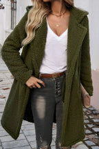 Mid Length Fuzzy Lapel Coat coats