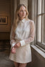 Semi-Sheer Puff Sleeve Organza Shirt