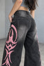 Tribal Print Wide-Leg Jeans