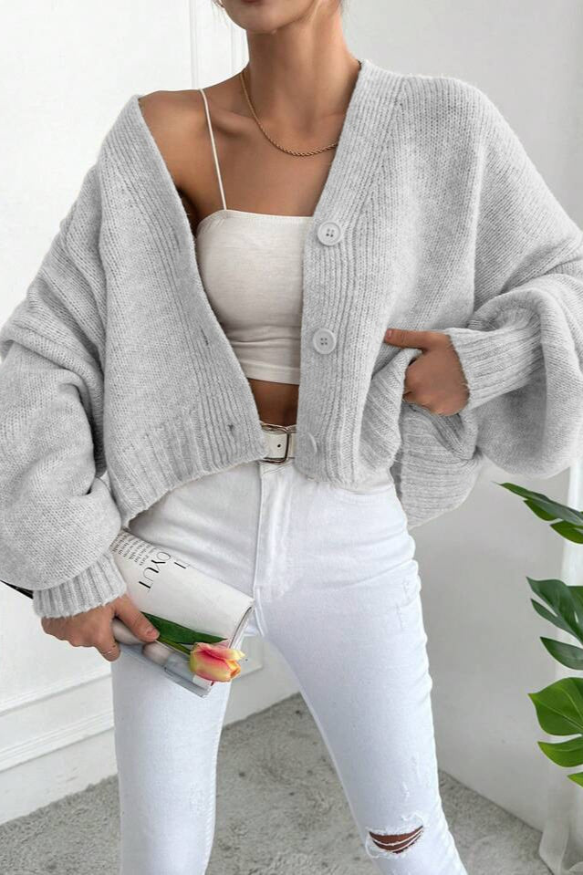 Marled V Neck Bell Sleeve Cardigan Secondary image